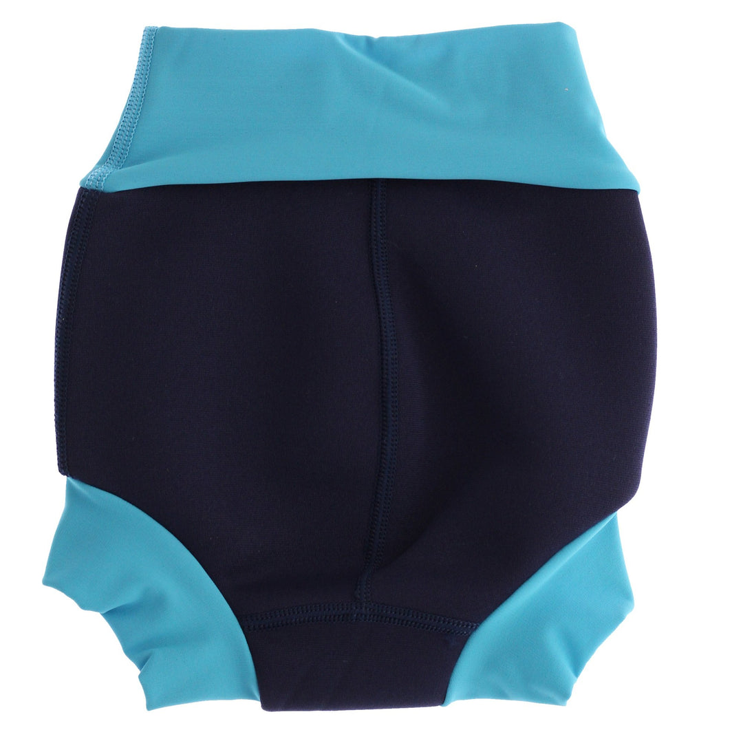 Baby swim nappy in blue and navy back