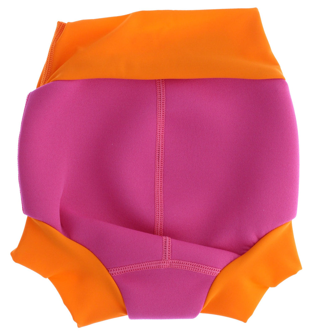 Baby swim nappy in orange and pink back