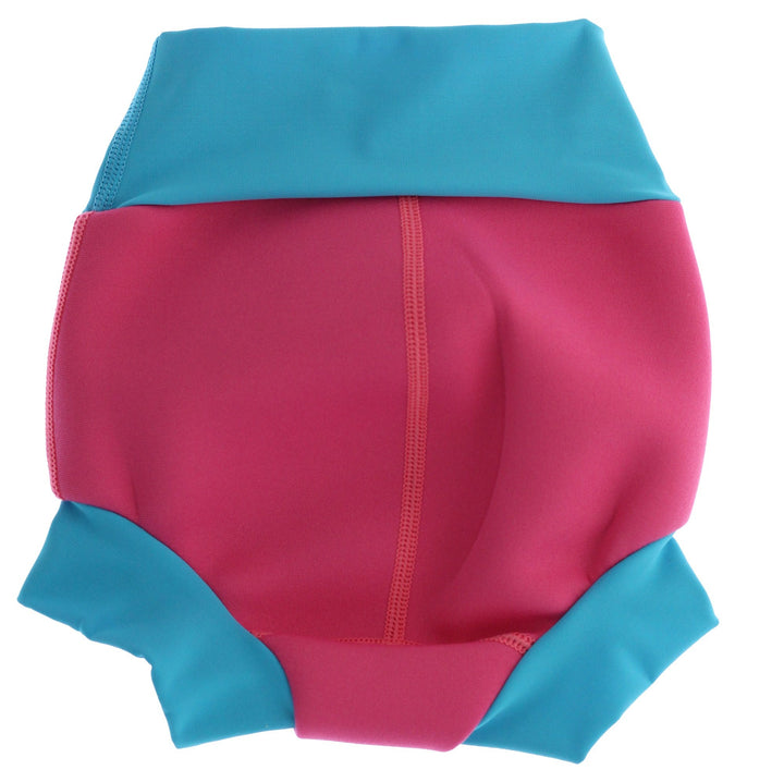 Baby swim nappy in blue and pink back