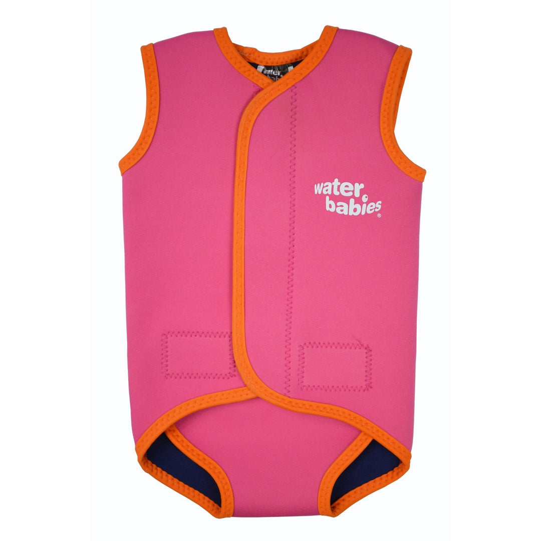 Neoprene water babies swim wrap in pink with orange trim